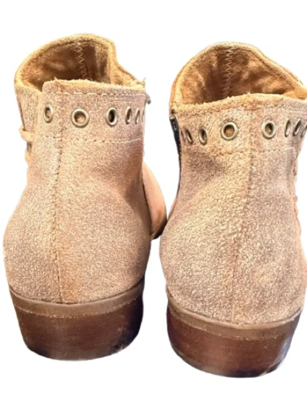 Minnetonka Taupe Suede Ankle Booties Side Zip Western Boho Size 11
